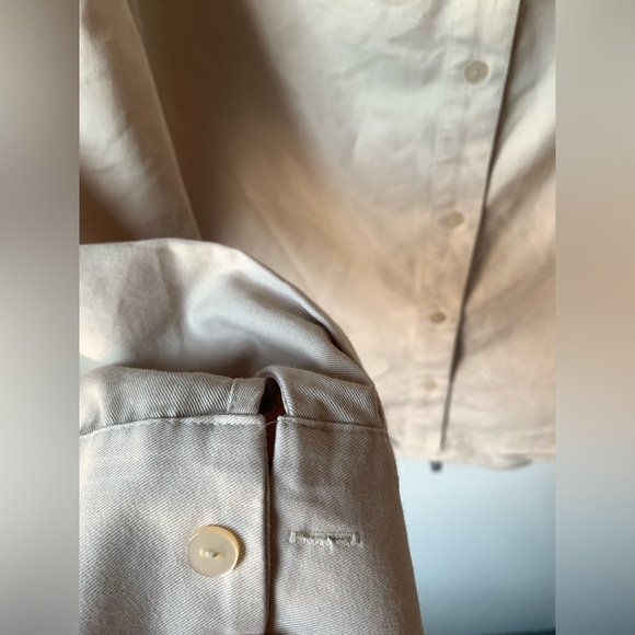 Bershka size medium beige / stone button down shirt - Picture 2 of 7